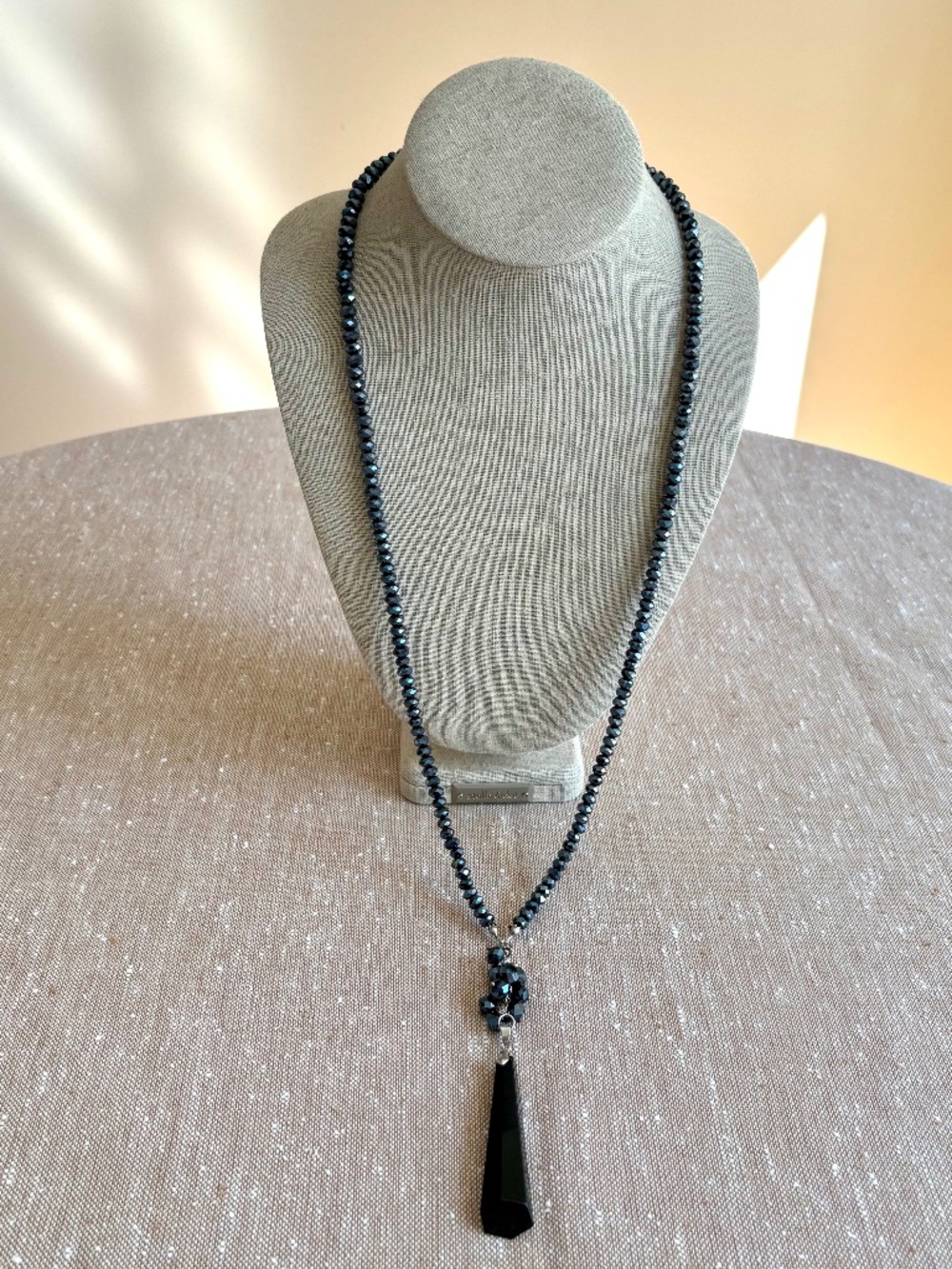 Vintage Plum Purple Crystal Prism Pendant Necklace